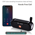 صندوق موسيقى ستيريو لاسلكي عمودي محمول T&G TG182 يعمل بالطاقة الشمسية مقاوم للماء مع USB و AUX وراديو FM وباس فائق