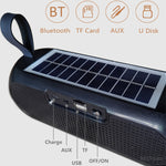 صندوق موسيقى ستيريو لاسلكي عمودي محمول T&G TG182 يعمل بالطاقة الشمسية مقاوم للماء مع USB و AUX وراديو FM وباس فائق
