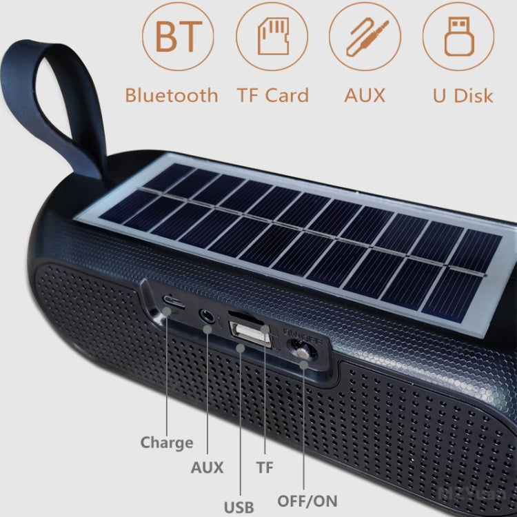 صندوق موسيقى ستيريو لاسلكي عمودي محمول T&G TG182 يعمل بالطاقة الشمسية مقاوم للماء مع USB و AUX وراديو FM وباس فائق