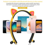 سماعة رأس بلوتوث ZW29 بأذن قطة وصوت ستيريو HIFI عصرية محمولة للرياضة مع ميكروفون وضوء LED متوهج