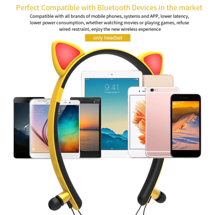 سماعة رأس بلوتوث ZW29 بأذن قطة وصوت ستيريو HIFI عصرية محمولة للرياضة مع ميكروفون وضوء LED متوهج