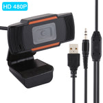 كاميرا ويب HXSJ A870 بدقة HD 480P مع ميكروفون يمتص الصوت للكمبيوتر الشخصي لاستخدام سكايب لتلفزيون أندرويد، كاميرا كمبيوتر قابلة للدوران USB، 480P