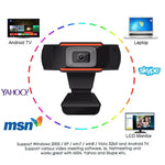 كاميرا ويب HXSJ A870 بدقة HD 480P مع ميكروفون يمتص الصوت للكمبيوتر الشخصي لاستخدام سكايب لتلفزيون أندرويد، كاميرا كمبيوتر قابلة للدوران USB، 480P