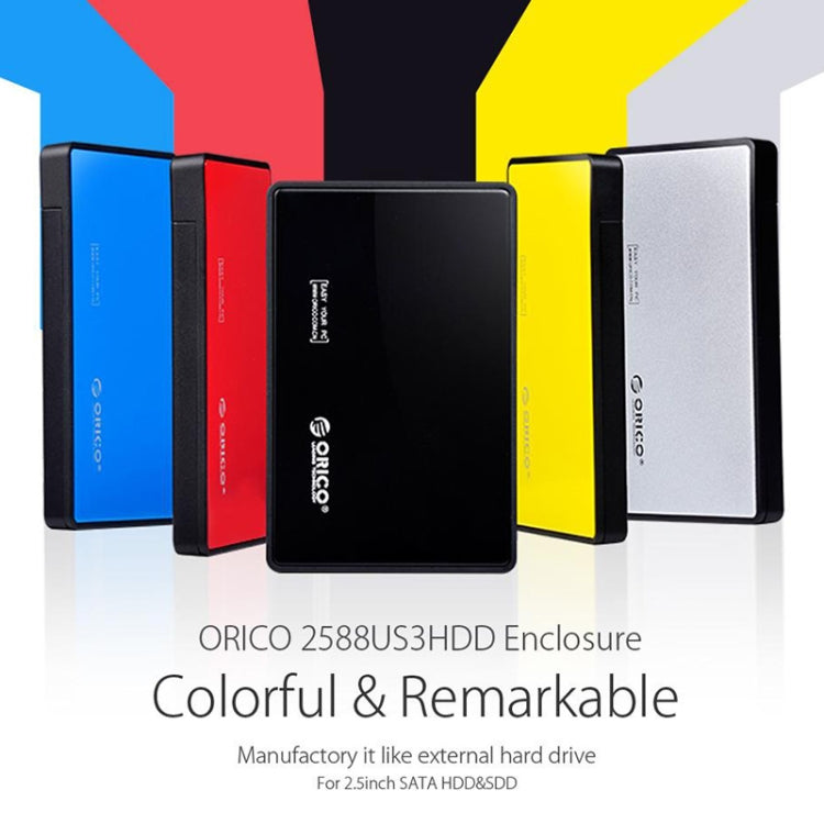علبة هارد ديسك USB3.0 مقاس 2.5 بوصة ORICO 2588US3-V1، فضي، أحمر، أزرق، أسود
