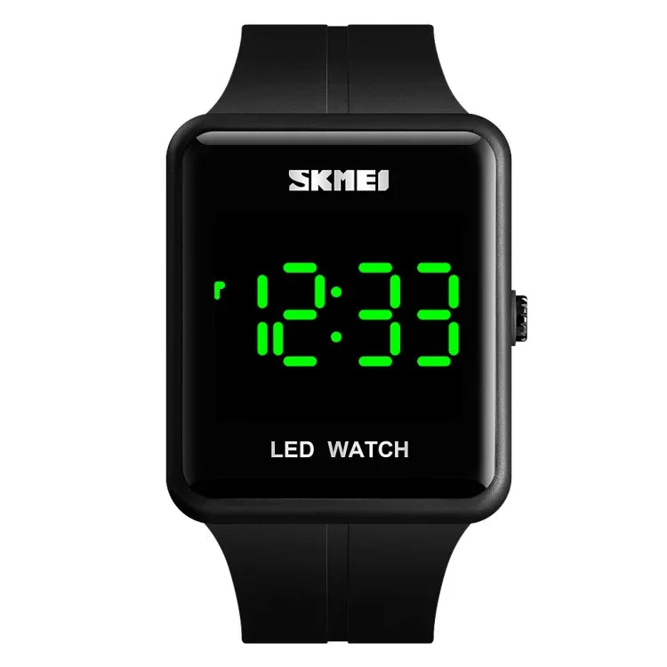 ساعة LED عصرية من SKMEI 1541 بموديل مربع للأزواج، مقاومة للماء، ساعة إلكترونية من السيليكون