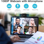 كاميرا ويب USB بدقة HD 1080P مع مستشعر CMOS وميكروفون لأجهزة الكمبيوتر المحمولة والمكتبية
