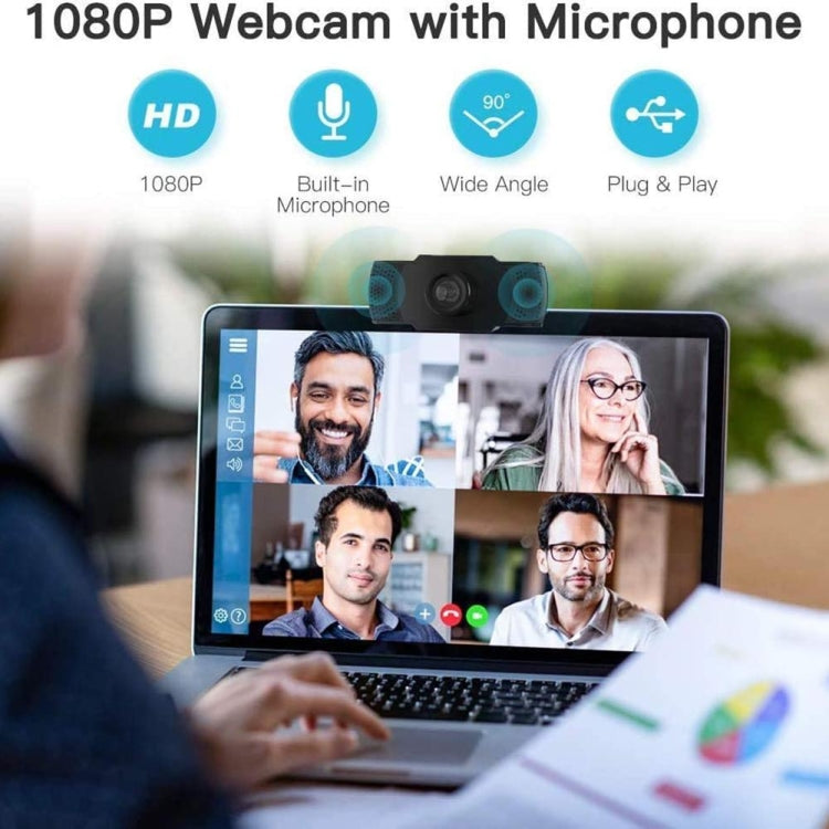 كاميرا ويب USB بدقة HD 1080P مع مستشعر CMOS وميكروفون لأجهزة الكمبيوتر المحمولة والمكتبية