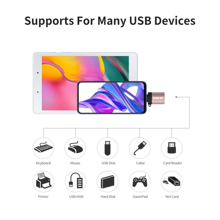 محول بيانات USB-C / Type-C إلى USB 3.0 OTG من سبائك الألمنيوم ENKAY ENK-AT101، ENK-AT101