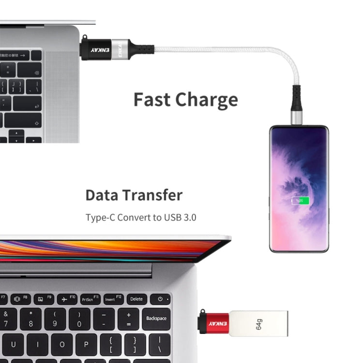 محول بيانات USB-C / Type-C إلى USB 3.0 OTG من سبائك الألمنيوم ENKAY ENK-AT101، ENK-AT101