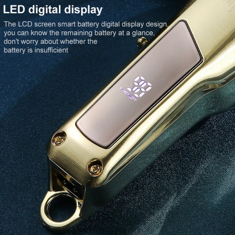 ماكينة حلاقة شعر كهربائية معدنية USB بقوة 10 واط مع شاشة رقمية LED من VGR موديل V-278 (ذهبي)، V-278 (فضي)