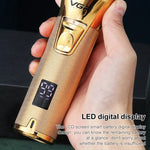 ماكينة حلاقة شعر كهربائية معدنية USB بقوة 10 واط مع شاشة رقمية LED من VGR موديل V-280 (ذهبي)