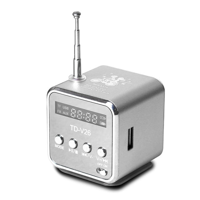 مكبرات صوت محمولة مع راديو FM صغير متعدد الوظائف، مكبرات صوت USB للكمبيوتر المحمول، دعم بطاقة SD/TF، مشغل موسيقى MP3 للتلفاز والهاتف