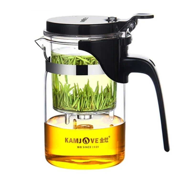 طقم شاي زجاجي مقاوم للحرارة أنيق من KAMJOVE مع إبريق فقاعة، موديلات K-200 400 مل، K-201 500 مل، K-202 750 مل، K-203 600 مل، K-204 600 مل، K-205 900 مل