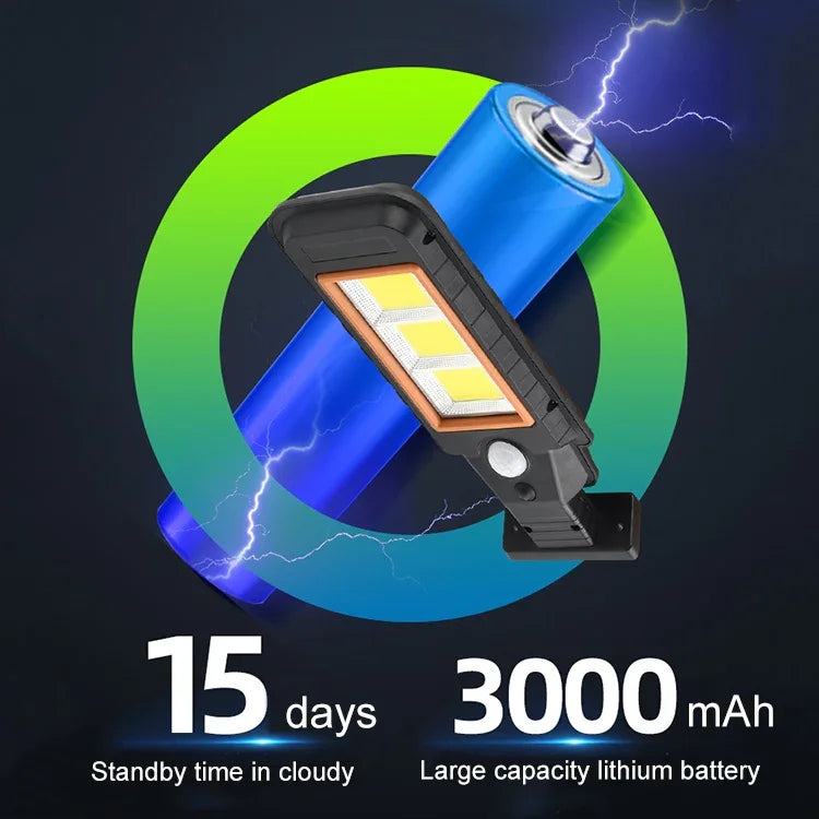 مصباح جداري يعمل بالطاقة الشمسية مع حساس حركة، مصباح LED خارجي مقاوم للماء، إضاءة شارع، 128 COB