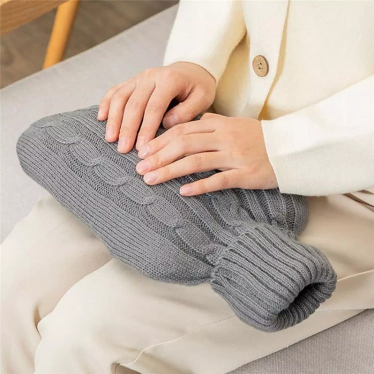Hot Water Bottle Solid Color Knitting Cover (Without Hot Water Bottle) Water-filled Hot Water Soft Knitting Bottle Velvet Bag