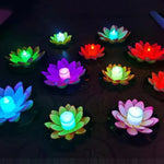 مصابيح ضوء فيضان LED بثلاثة ألوان بشكل زهرة لوتس عائمة صناعية لحفلات التمني وحوض السباحة الخارجي
