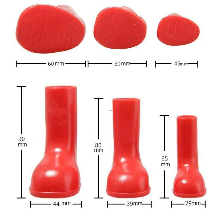 4 PCS/Set Pet Rain Boots Waterproof Non-slip Dog Shoes, S, M, L
