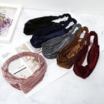 2 قطع عصابات رأس عريضة من المخمل مع عقدة متقاطعة نسائية عصابات شعر مطاطية