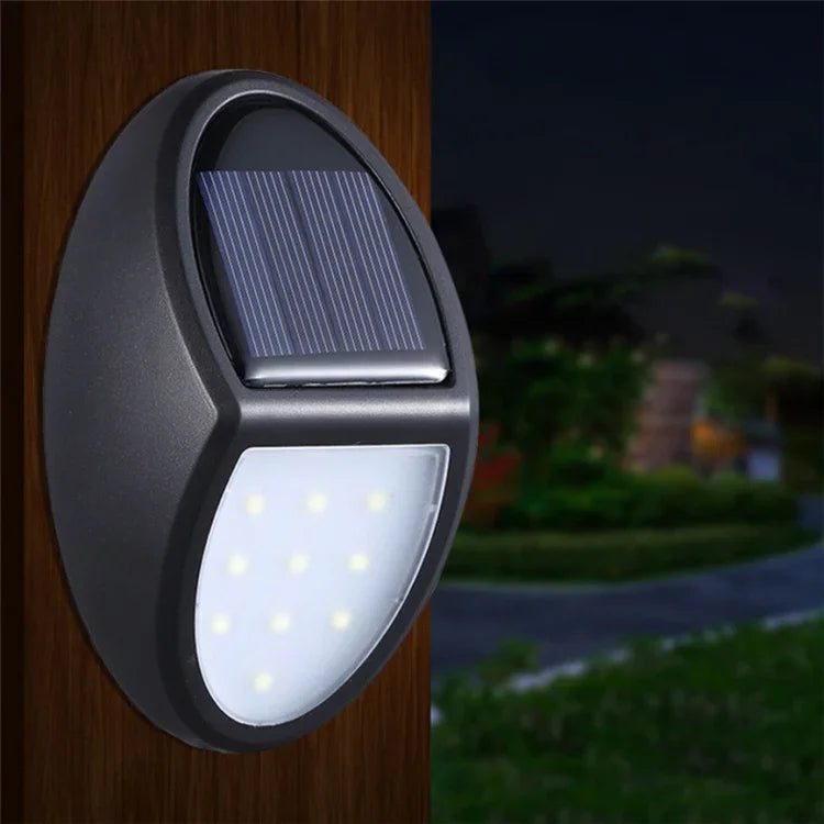 مصباح جداري خارجي LED يعمل بالطاقة الشمسية مع 10 مصابيح SMD 2835، مقاوم للماء IP65، حساس حركة