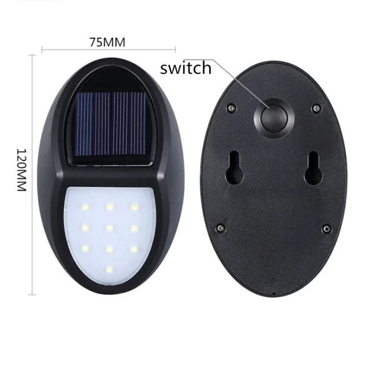 مصباح جداري خارجي LED يعمل بالطاقة الشمسية مع 10 مصابيح SMD 2835، مقاوم للماء IP65، حساس حركة