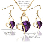 Cute Heart Shaped Crystal Stud Necklace Jewellery Set