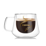 Double Wall Mug Office Mugs Heat Insulation Double Coffee Mug Coffee Glass Cup, Labeled, No label