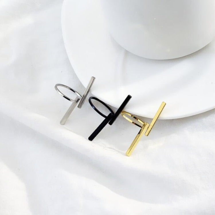 Creative Simple Geometry Opening Finger Rings Personality Jewelry, Black, Silver, Gold