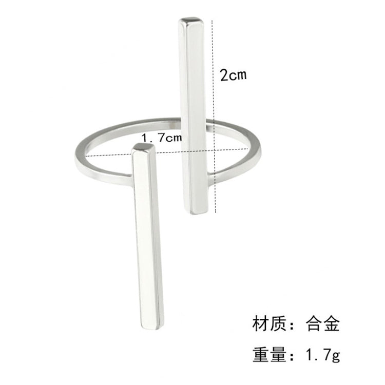 Creative Simple Geometry Opening Finger Rings Personality Jewelry, Black, Silver, Gold