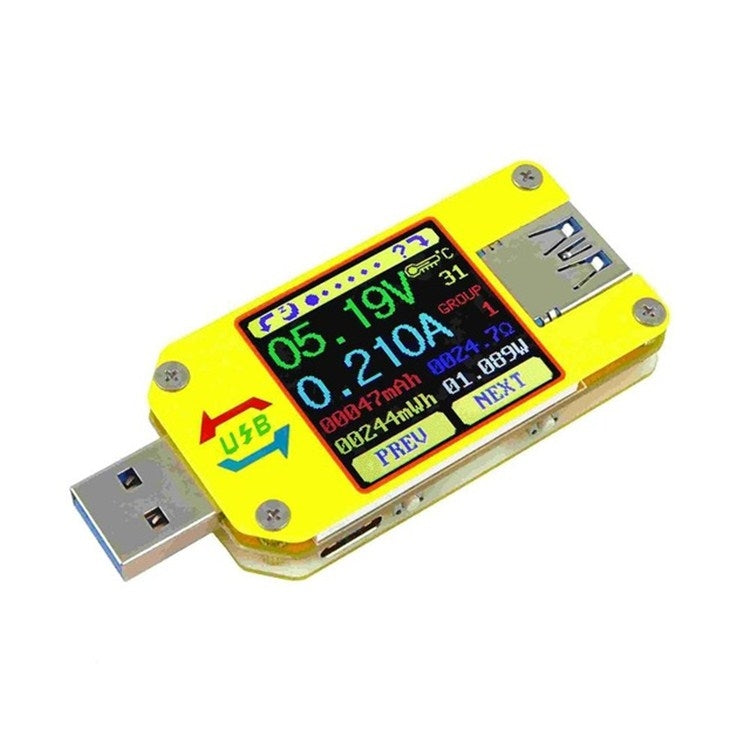 جهاز اختبار شاشة عرض ملونة USB 3.0 لقياس الجهد والتيار، مقياس Type-C، يدعم تطبيق أندرويد، UM34 بدون بلوتوث، UM34C مع بلوتوث