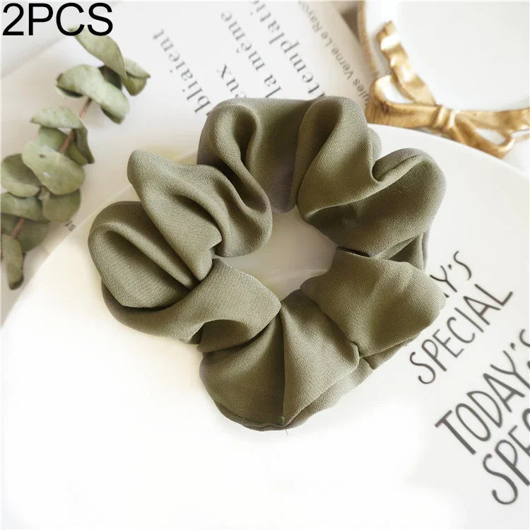 2 PCS Large Intestine Ring Hair Band Women Fabric Ponytail Seamless Stretch Hair Jewelry