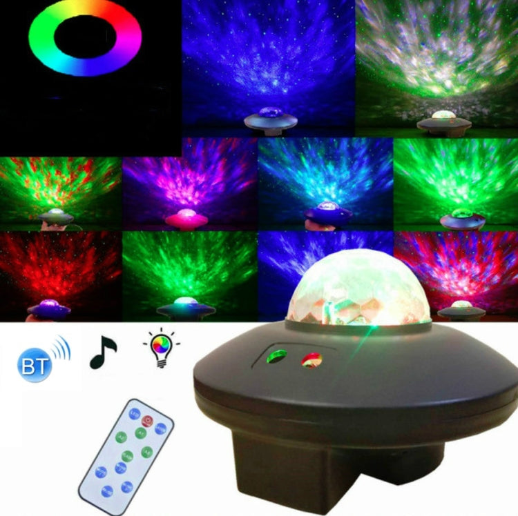 مصباح عرض ليزر LED لموجة الماء وسماء مرصعة بالنجوم مع تحكم عن بعد USB، تحكم صوتي بلوتوث، ضوء ليزر، كرة سحرية دوارة