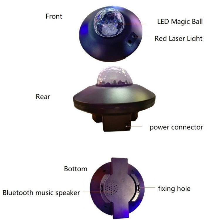 مصباح عرض ليزر LED لموجة الماء وسماء مرصعة بالنجوم مع تحكم عن بعد USB، تحكم صوتي بلوتوث، ضوء ليزر، كرة سحرية دوارة