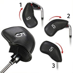 12 in 1 PU Leather Golf Club Cap Set, Black Litchi Texture