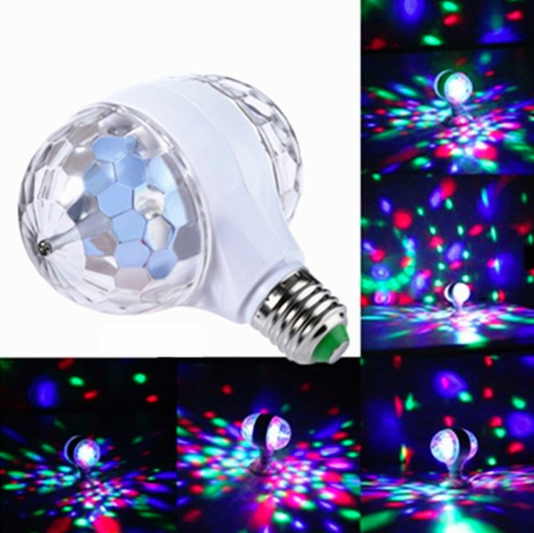 مصباح LED مزدوج الرأس E27 بقوة 6 واط، كرة سحرية ملونة دوارة، إضاءة مسرحية، مصباح عرض ليزر E27