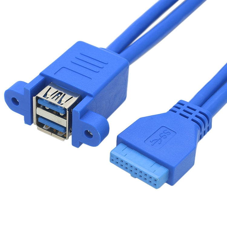 كابل تمديد USB3.0 مزدوج الاتجاه 20 دبوس للوحة الأم مع حاجز أذن، أزرق