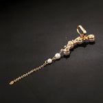 أقراط نسائية عصرية بشرابات على الأذن اليسرى، مشبك من سبيكة، مشبك عظمي للثلج، ذهبي، فضي