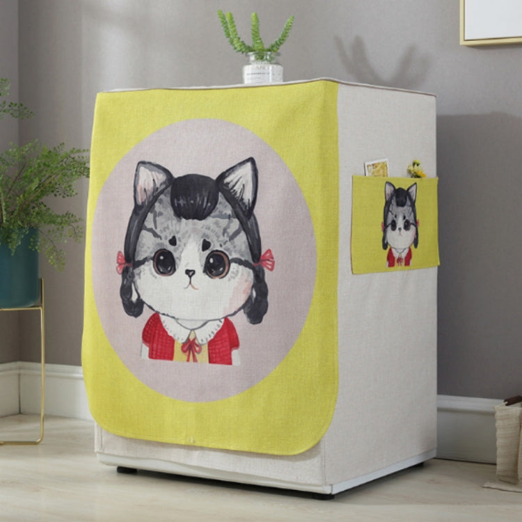 Cartoon Cotton and Linen Drum Roller Washing Machine Dust Cover, 83x60x60cm