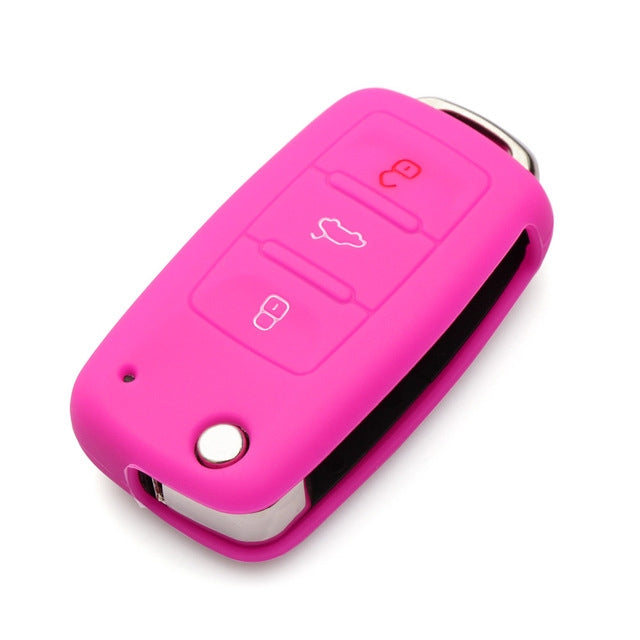 2 PCS Silicone Car Key Cover Case for Volkswagen Golf, Blue, Dark Blue, Pink, Green, Black, Orange, Purple, Red, White, Yellow