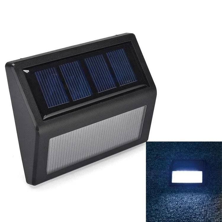 مصباح حائط يعمل بالطاقة الشمسية مع 6 LED، مقاوم للماء IP55، حساس ضوء، أضواء سطحية، ضوء أبيض، ضوء دافئ