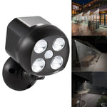 مصباح خارجي 3 واط مع 4 مصابيح LED SMD 3535، إضاءة خارجية لاسلكية مع حساس حركة، مصباح حائط LED خارجي