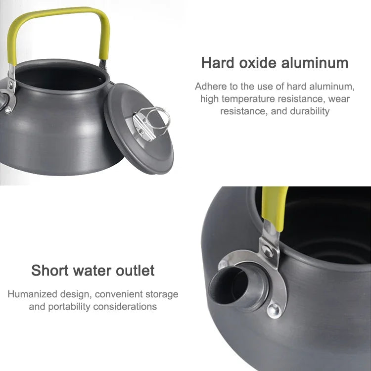 0.8L Portable Outdoor Mountaineering Picnic Aluminum Teapot Kettle Coffee Pot, 0.8L