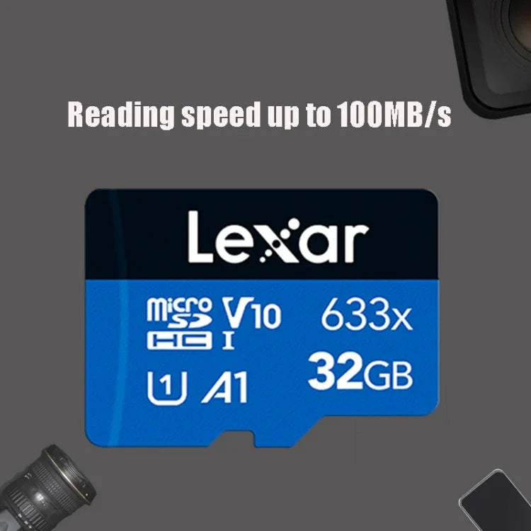 بطاقة ذاكرة هاتف محمول Lexar 633x TF عالية السرعة بسعة 32GB لتسجيل القيادة، 32GB