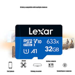 بطاقة ذاكرة هاتف محمول Lexar 633x TF عالية السرعة بسعة 32GB لتسجيل القيادة، 32GB