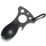 Outdoor Multifunctional Camping Spoon Stainless Steel Tableware Portable Picnic Tableware Fork And Spoon, Light Grey, Black