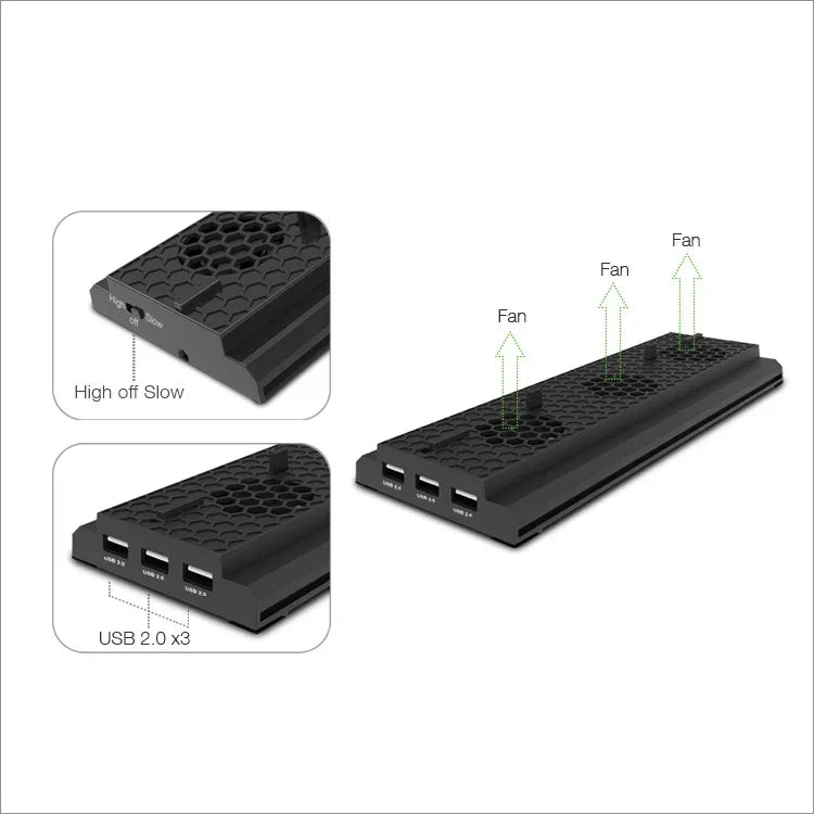 قاعدة تبريد عمودية مع مروحة تبريد وشاحن DOBE TYX-1768 لجهاز ألعاب Xbox One X، TYX-1768