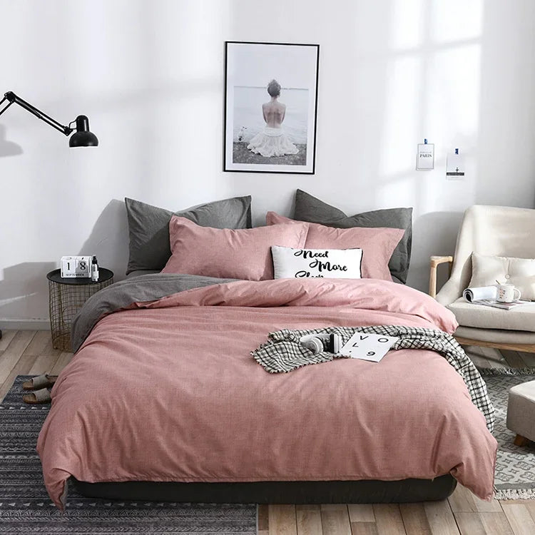 طقم أغطية سرير بنقشة مربعات صلبة جانب مريح لحاف غطاء لحاف وملاءة، 168*229 سم (1× غطاء وسادة، 1× لحاف)، 200*230 سم (2× غطاء وسادة، 1× لحاف)، 228*228 سم (2× غطاء وسادة، 1× لحاف)، 260*230 سم (2× غطاء وسادة، 1× لحاف)، 135*200 سم (1× غطاء وسادة، 1× لحاف)