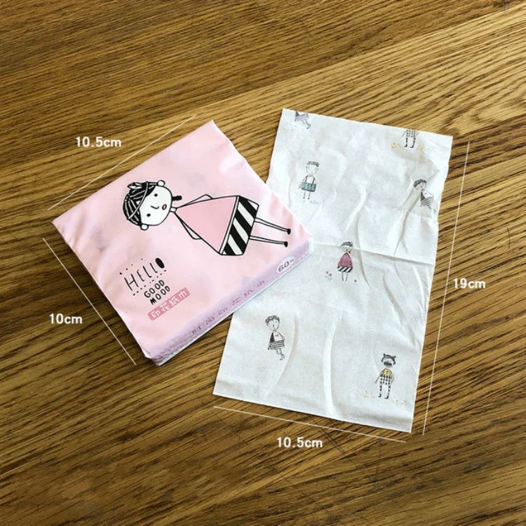 منديل ورقي مطبوع برسوم كرتونية ملونة للاستخدام المنزلي، التوصيل بألوان عشوائية، ورق كرتوني
