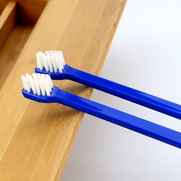 10pcs Dog Cat Effective Pets Oral Care Pet Toothbrush, Blue Handle + Medium Hair