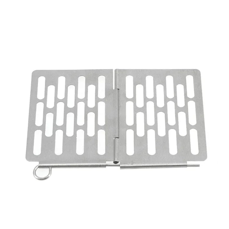 شبكة شواء قابلة للطي من الفولاذ المقاوم للصدأ ملحقات شواء متنقلة للنزهات، S 15x10.3CM، M 22.6x15.8CM، L 35.8x20CM