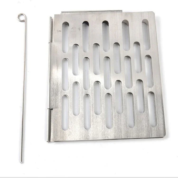 شبكة شواء قابلة للطي من الفولاذ المقاوم للصدأ ملحقات شواء متنقلة للنزهات، S 15x10.3CM، M 22.6x15.8CM، L 35.8x20CM